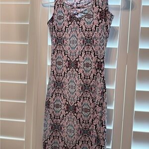 Sleeveless Pink and Blue Patterned Women’s Dress